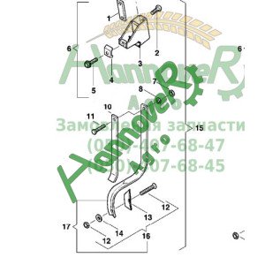 Стійка коротка в зборі з кронштейном та долотом AC496831, Kverneland, Квернеланд 