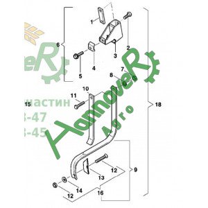 Стійка довга в зборі з кронштейном та долотом AC496832, Kverneland, Квернеланд 